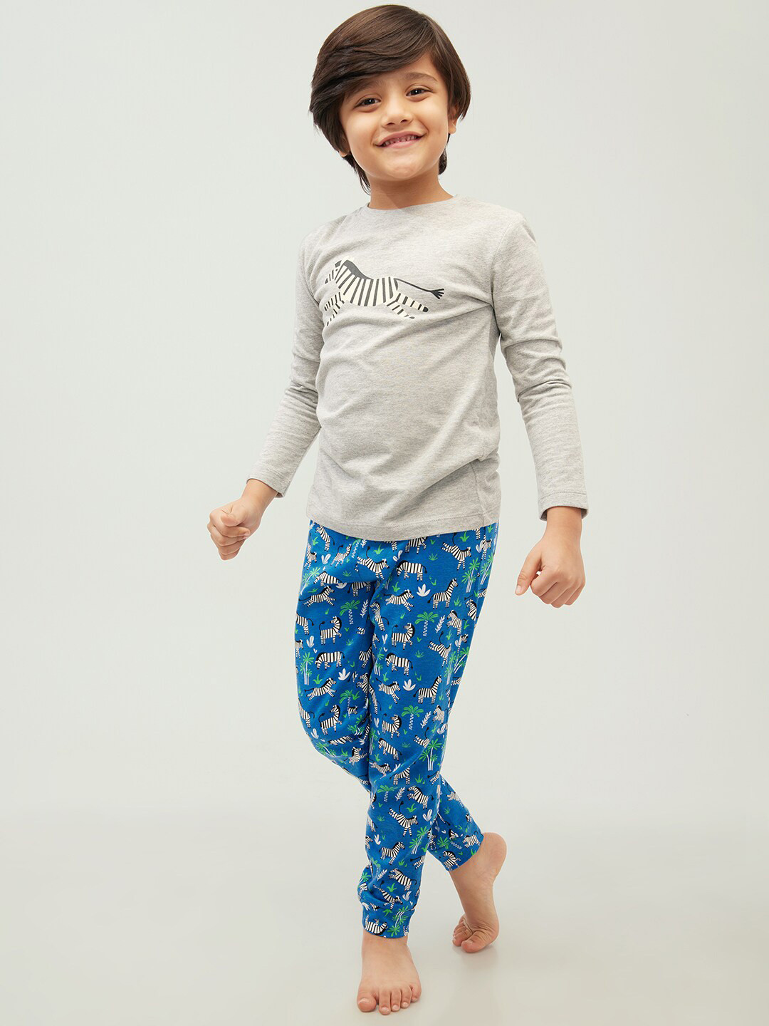 frangipani Boys Blue & Grey Printed T-shirt with Trousers