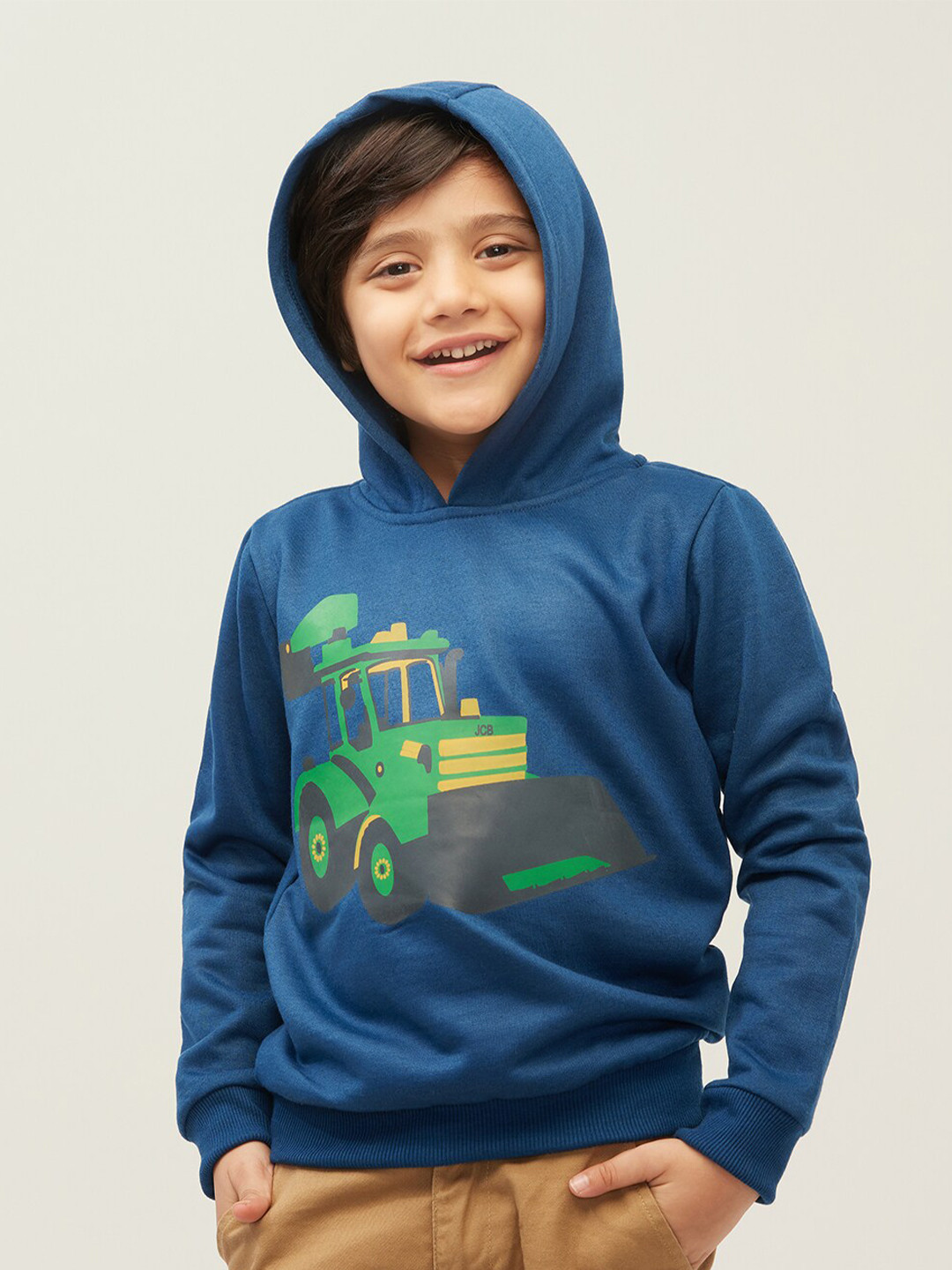 frangipani Boys Blue Graphic Printed Hooded Sweatshirt
