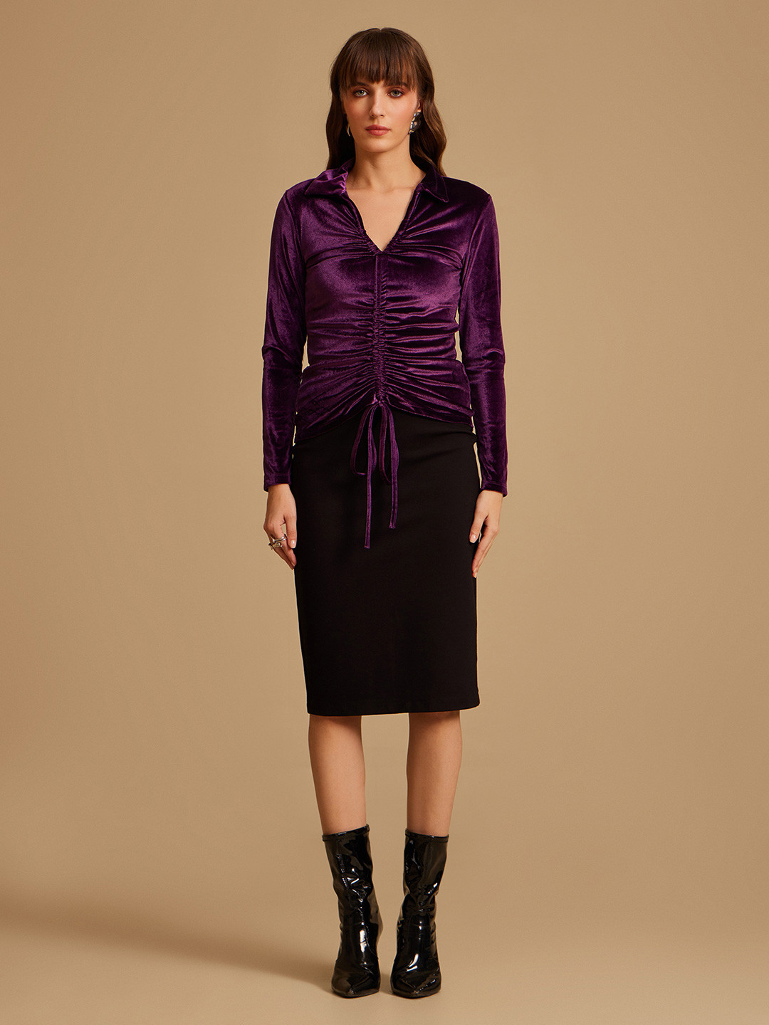 Kazo Purple Ruched Top