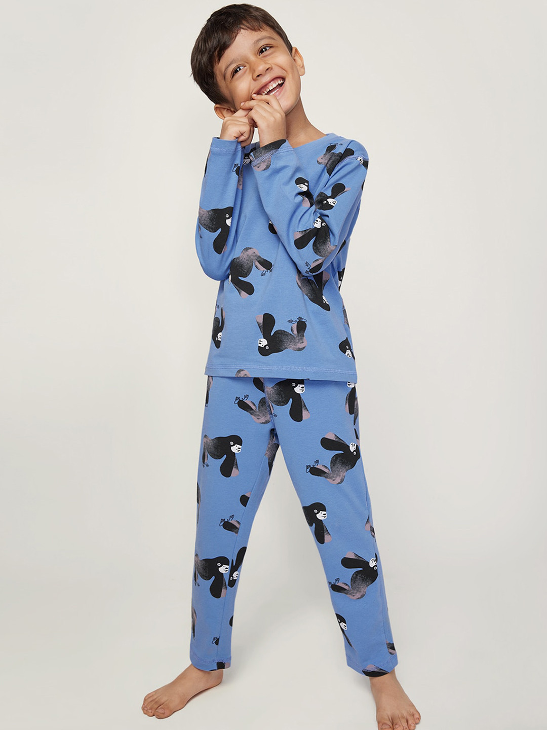 frangipani Boys Blue & Black Printed Night suit  PJL8-1