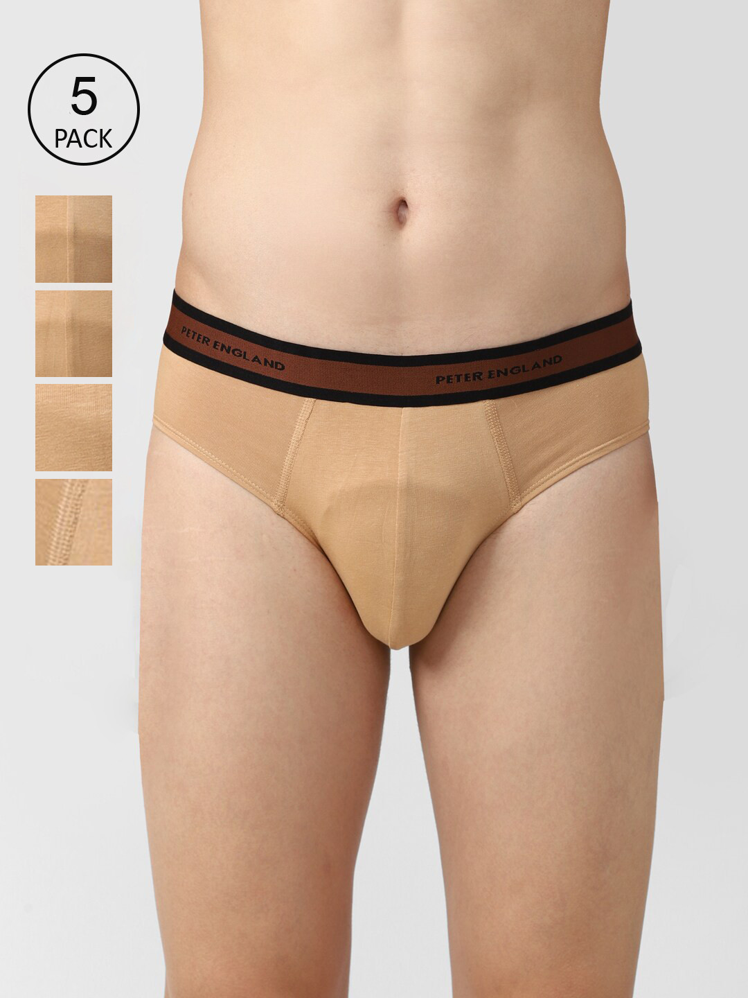 Peter England Men Pack Of 5 Cotton Solid Basic Briefs