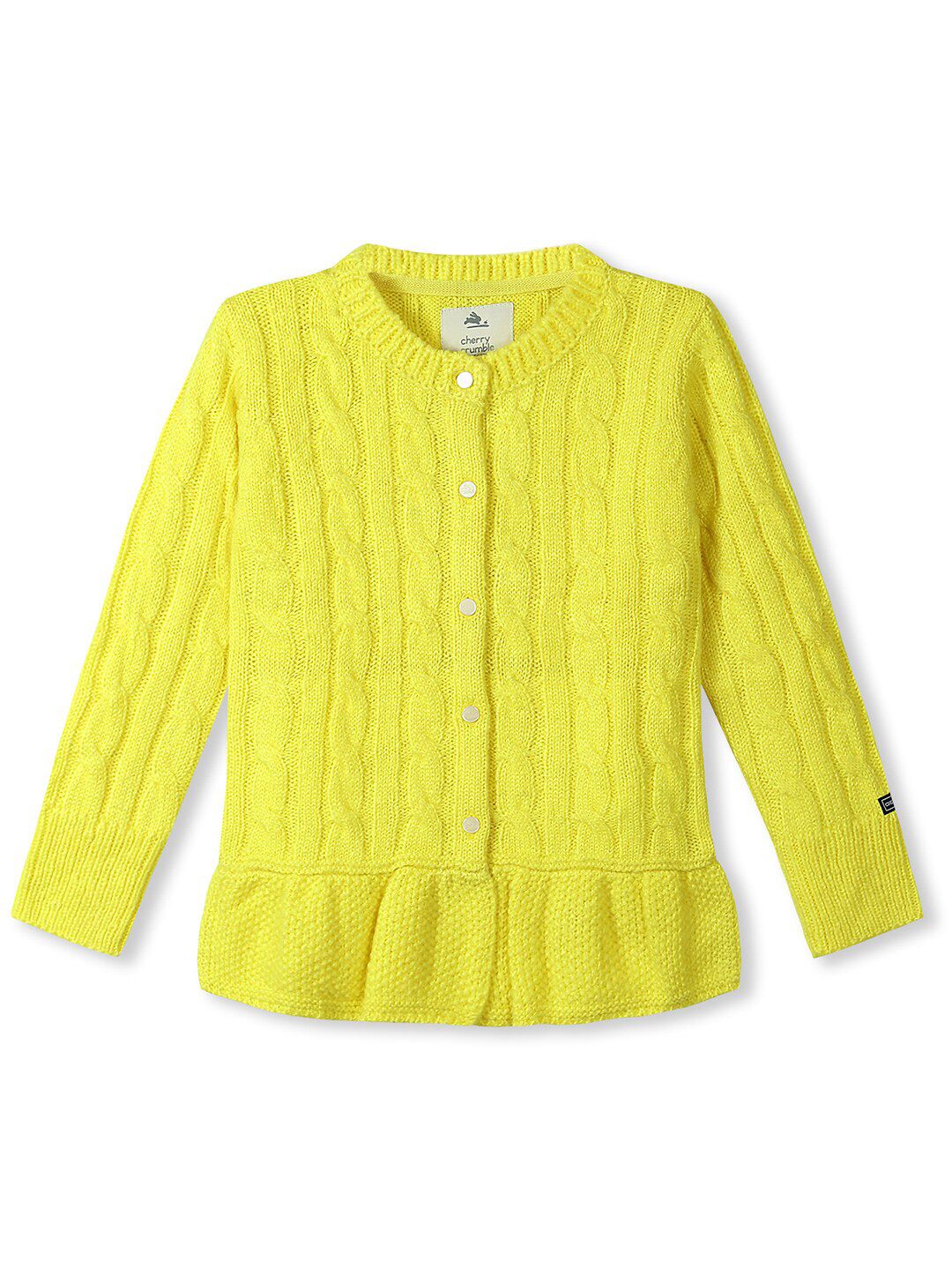 Cherry Crumble Girls Yellow Cable Knit Cardigan