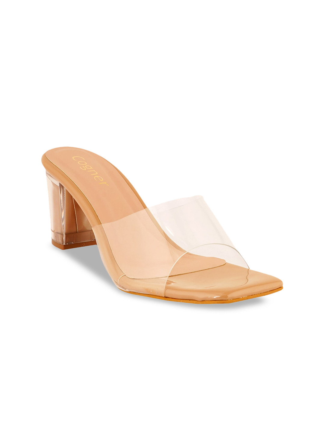 Cogner Women Beige Block Heels
