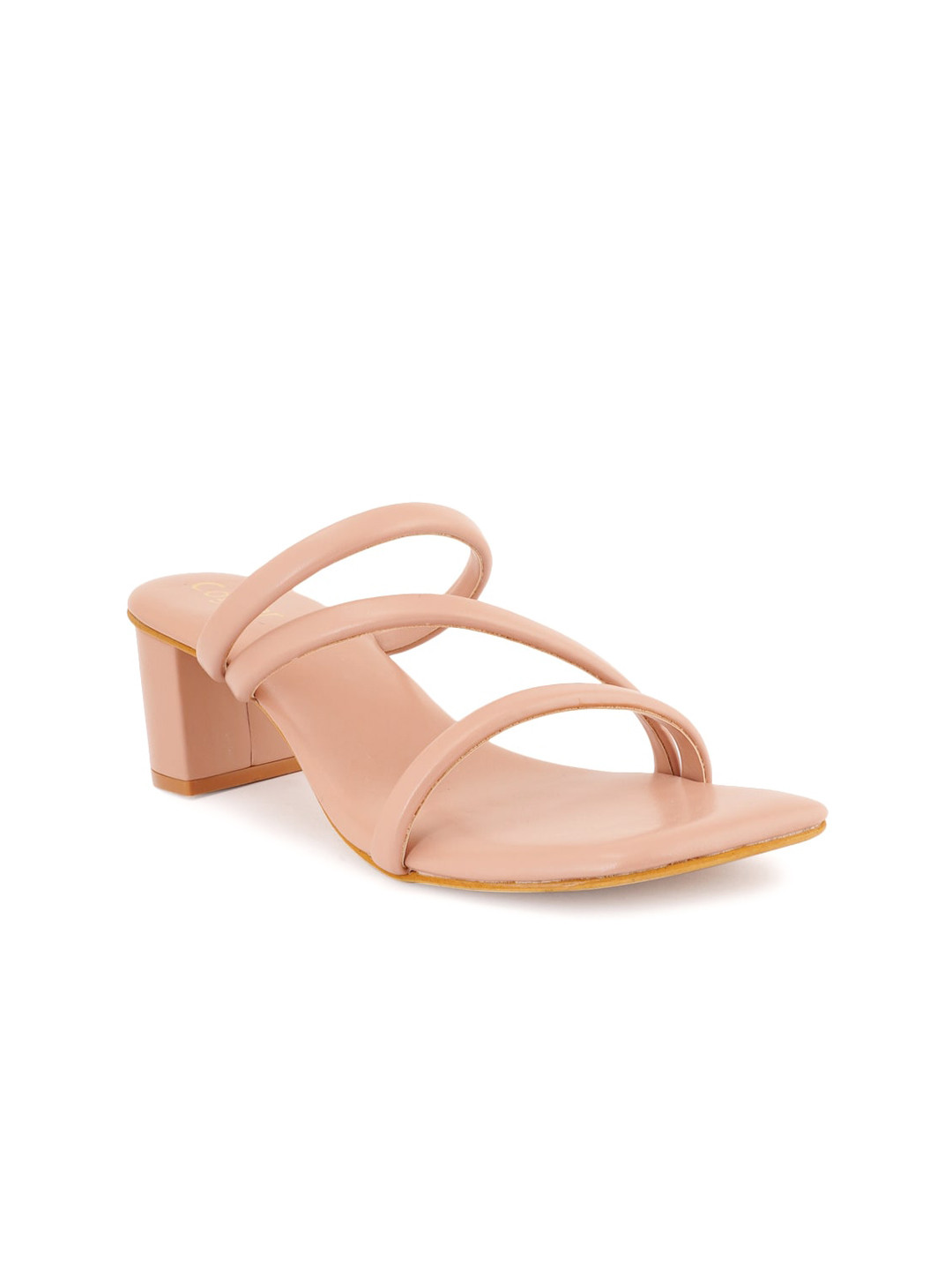 Cogner Women Beige Block Open Back Sandals