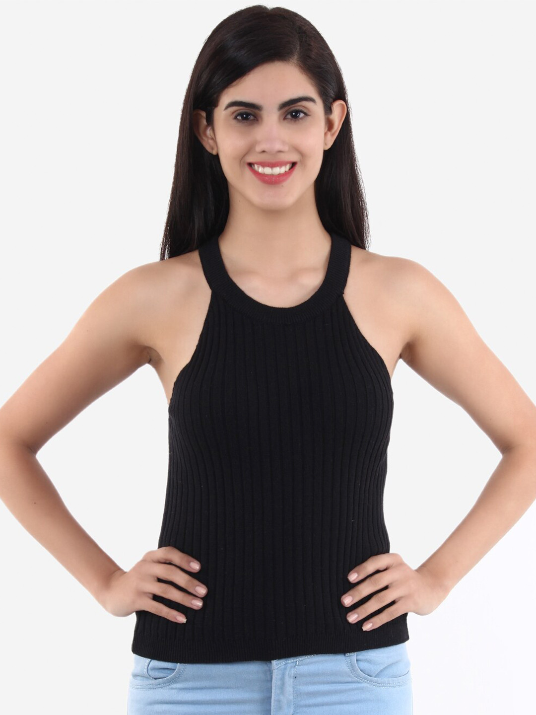 JoE Hazel Black Striped Fitted Top