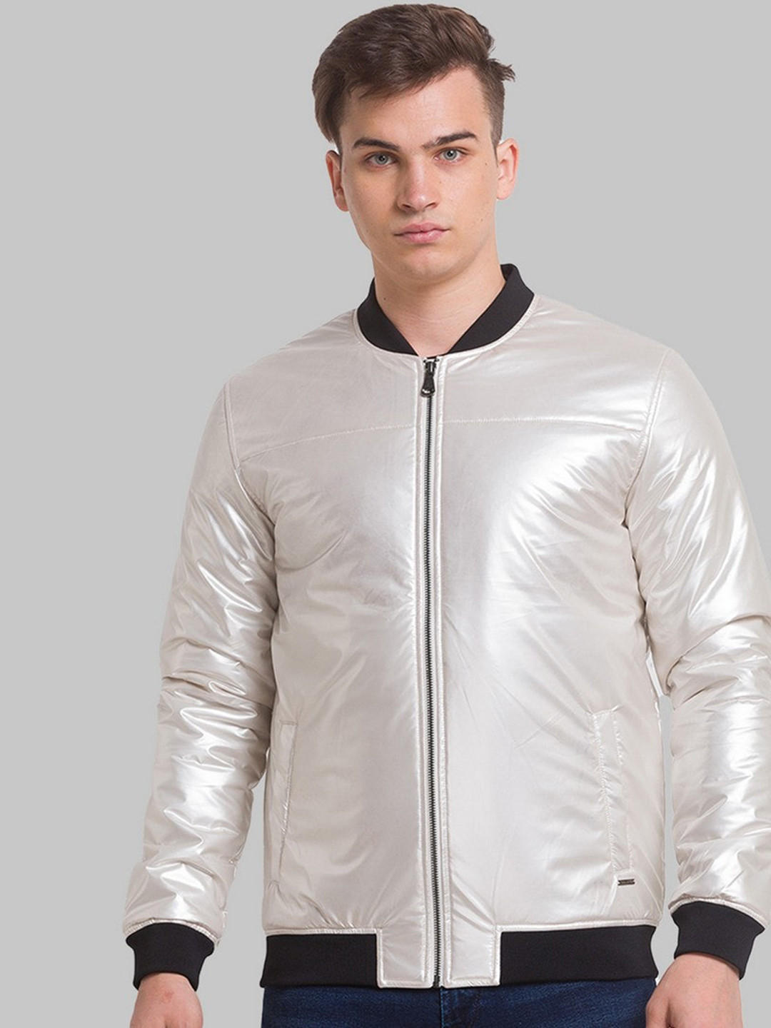 Park Avenue Men White Bomber Jacket