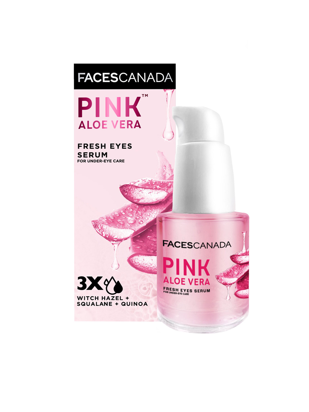 FACES CANADA Pink Aloe Vera Fresh Eyes Serum with Witch Hazel & Squalane - 15 ml