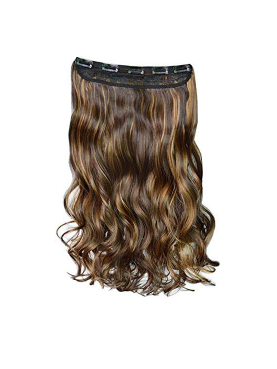 CHANDERKASH 5 Clips Based Golden Brown Highlight Nylon & Synthetic Hair Extension-24 Inch