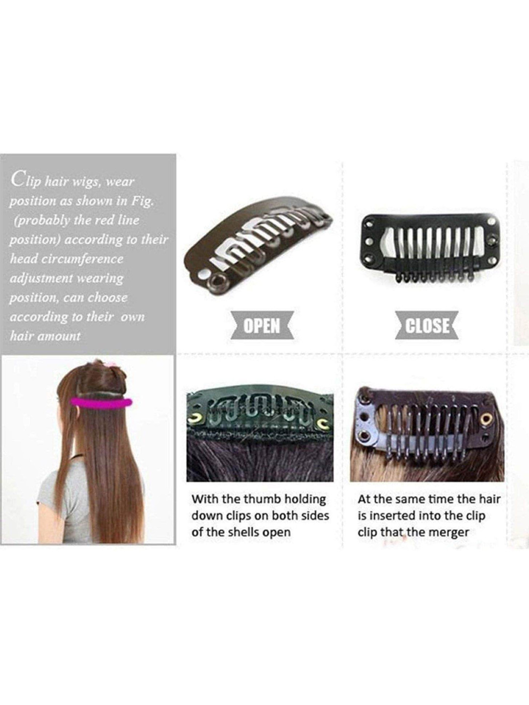 CHANDERKASH Brown 5 Clips Based Natural Feel Straight Nylon & Synthetic Hair Extension