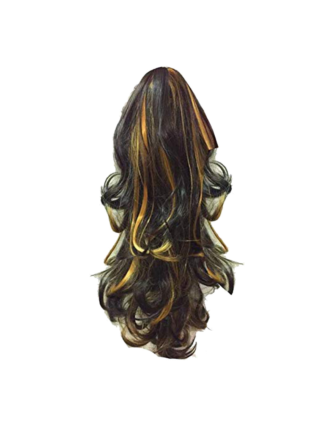 CHANDERKASH Women 5 Clips Based 24 Inches Highlighted Hair Clutcher Extension - Golden