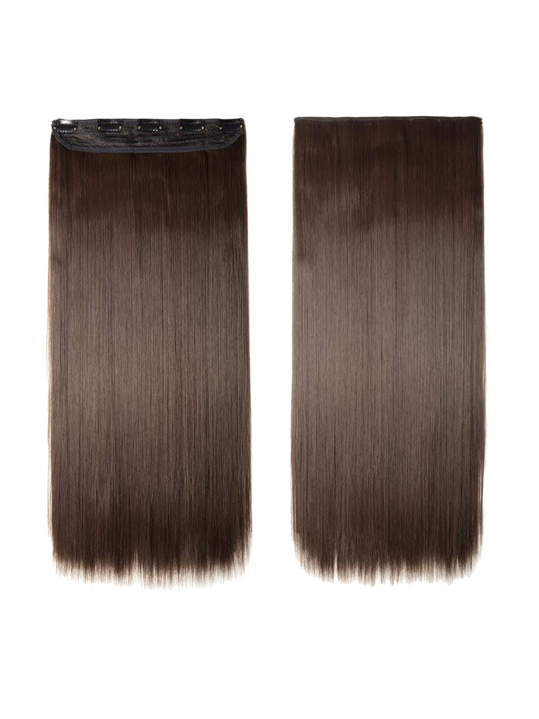 CHANDERKASH 5 Clip Based 24 Inches Straight Nylon & Synthetic Hair Extension-Brown
