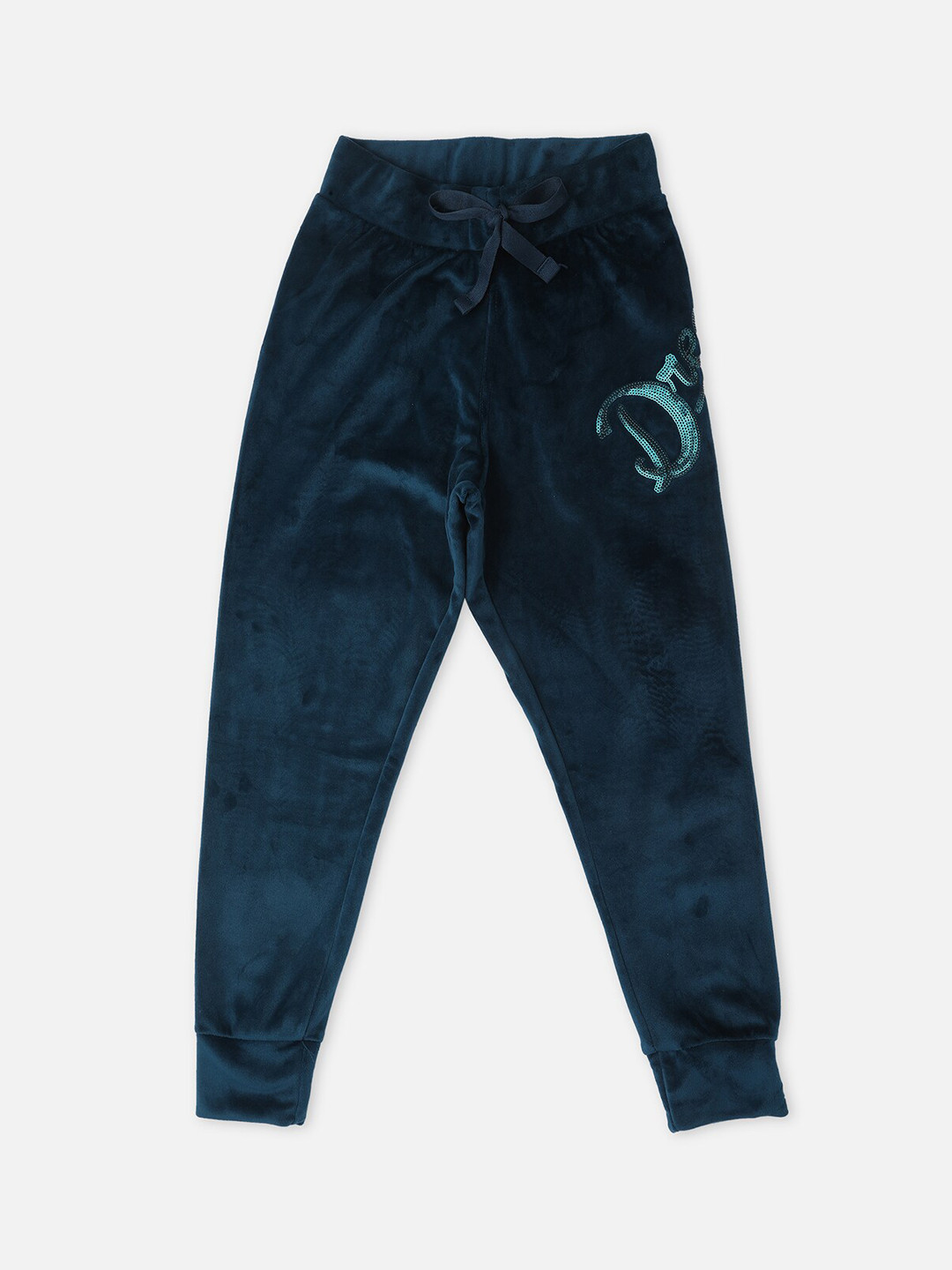 Sweet Dreams Girls Teal Blue Solid Velour Spandex Lounge Pant