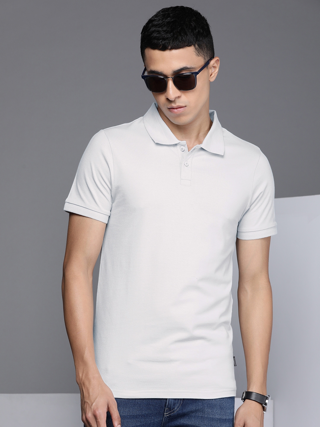 Buy Kenneth Cole Men Grey Solid Polo Collar T Shirt - Tshirts for