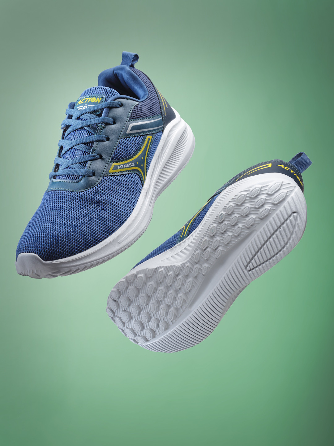 Action Men Teal Mesh Running Non-Marking Sports Shoes