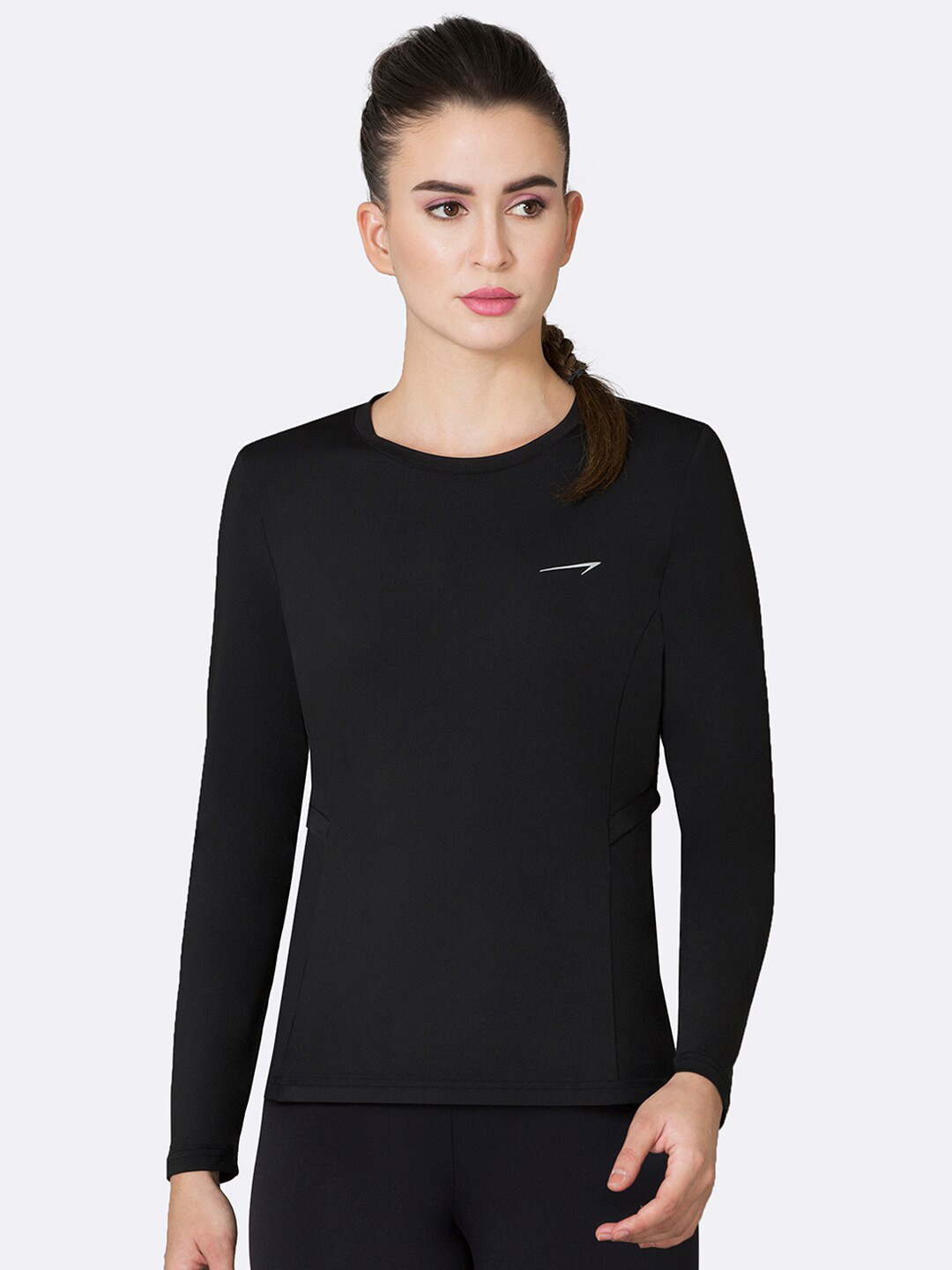 Van Heusen Women Black Brand Logo Lounge Tshirts