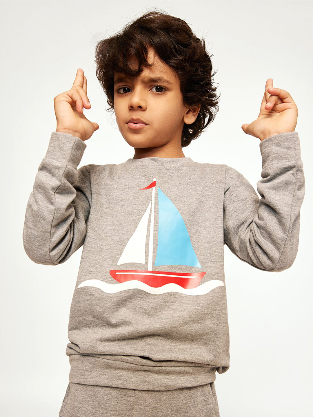 frangipani Boys Graphic Print Long Sleeves Cotton Pullover Sweatshirt