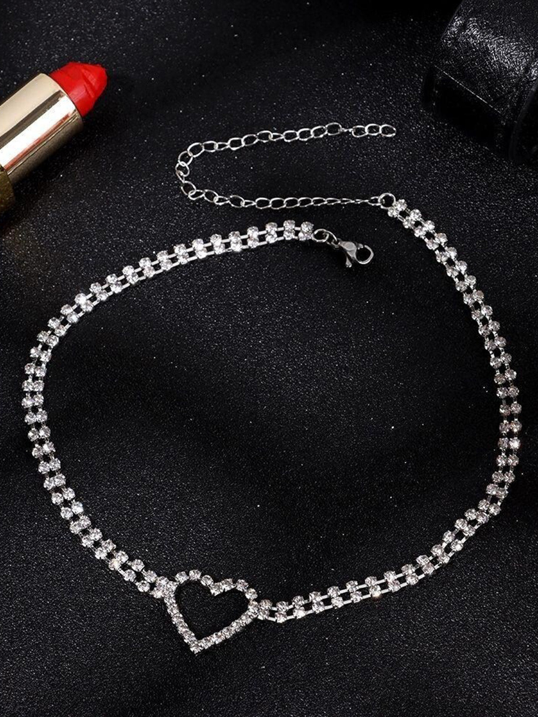 Pinapes Women White Silver-Plated Love Chain Necklace