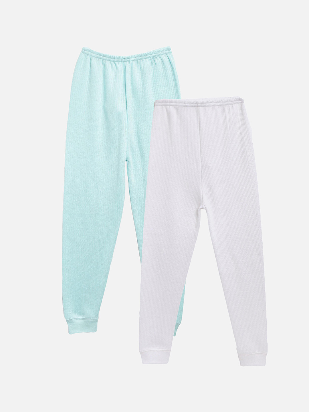 Kanvin Boys Pack Of 2 Turquoise Blue & White Striped Patterned Thermal Bottoms