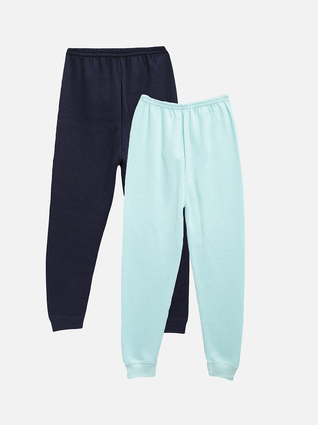 Kanvin Infant Boys Pack Of 2 Turquoise Blue & Navy Blue Solid Thermal Bottoms
