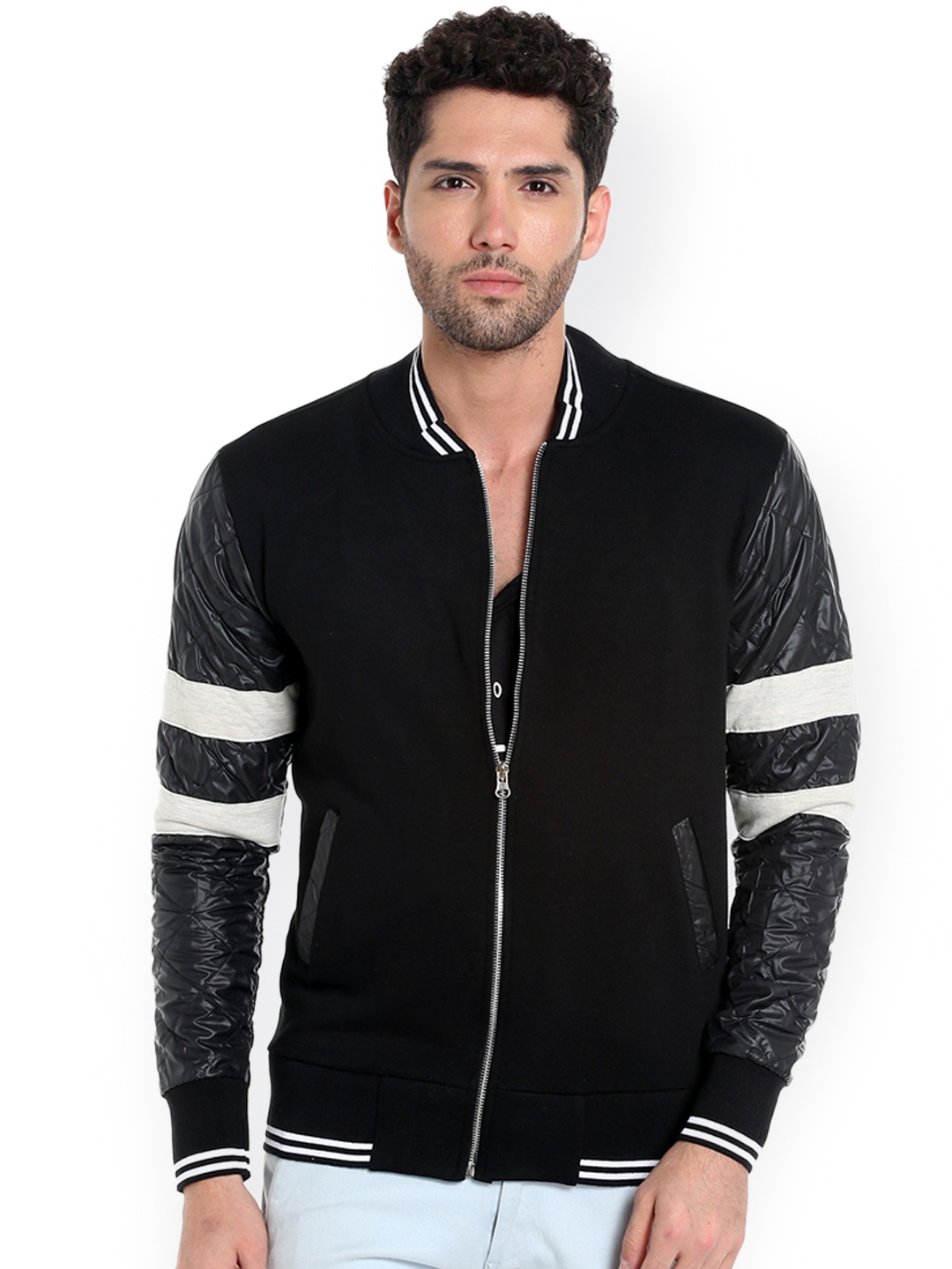 Buy LOCOMOTIVE Men Black Solid Front Zip Jacket - Jackets for Men 7203613