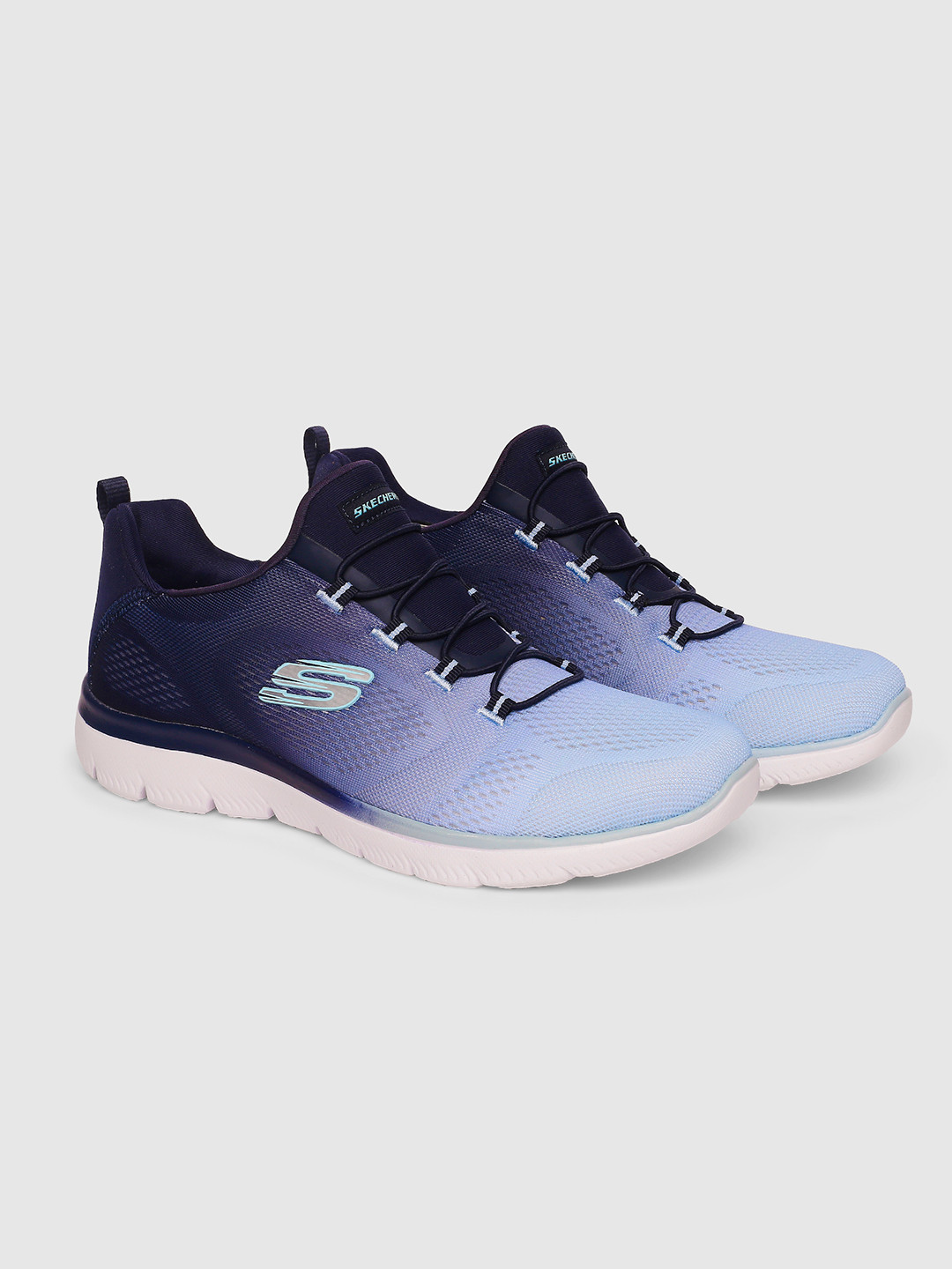 Skechers BRIGHT CHARMER Women Navy Blue Woven Design Sneakers