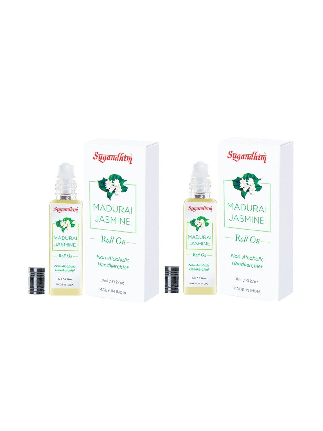 Sugandhim Mogra Roll-On Attar Combo Set Fragrance Oils Pocket-Sized Long-Lasting - 16ml