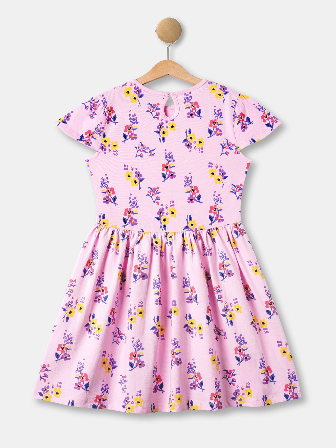 R&B Girls Pink Floral Printed Fit and Flare Dress