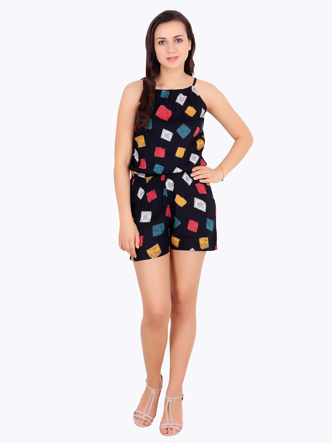Cation Black & Red Printed Jumpsuit