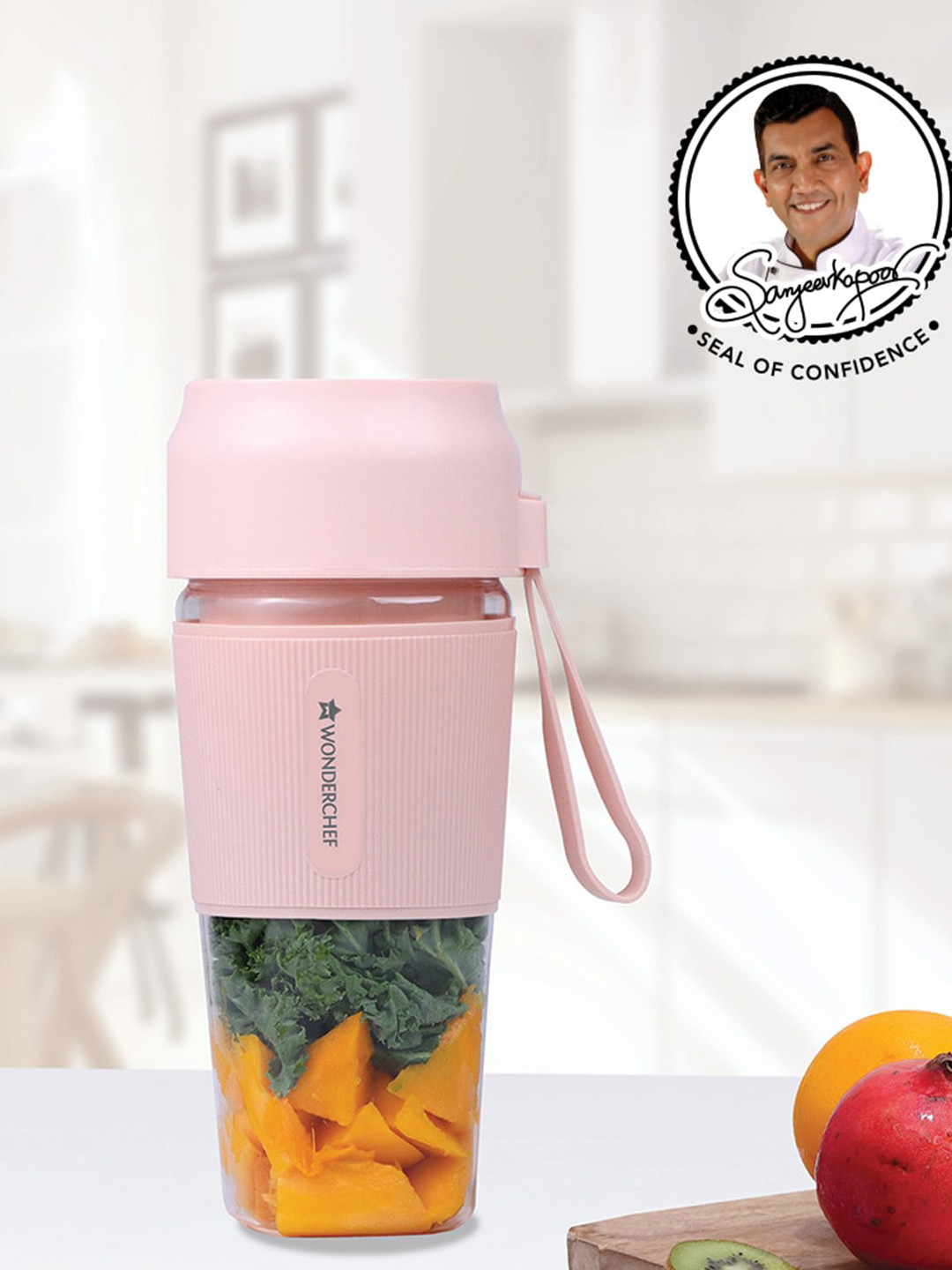 Wonderchef Nutri-Cup Pink Plastic Portable Wet and Dry Grinder with Juicer-40W