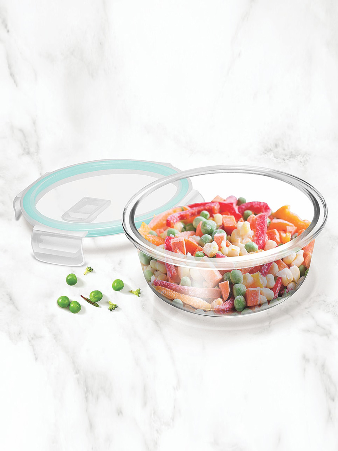 Treo Transparent Borosilicate Glass Dishwasher Safe 2 Piece Clip-On Graduated Container-400ml