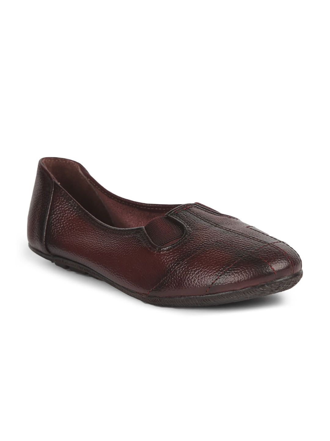 Liberty Women Brown Textured Leather Slip-On Loafers