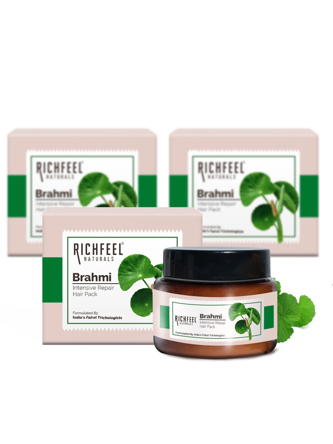 Richfeel Set of 3 Brahmi Intensive Repair Hair Pack - 100 g Each