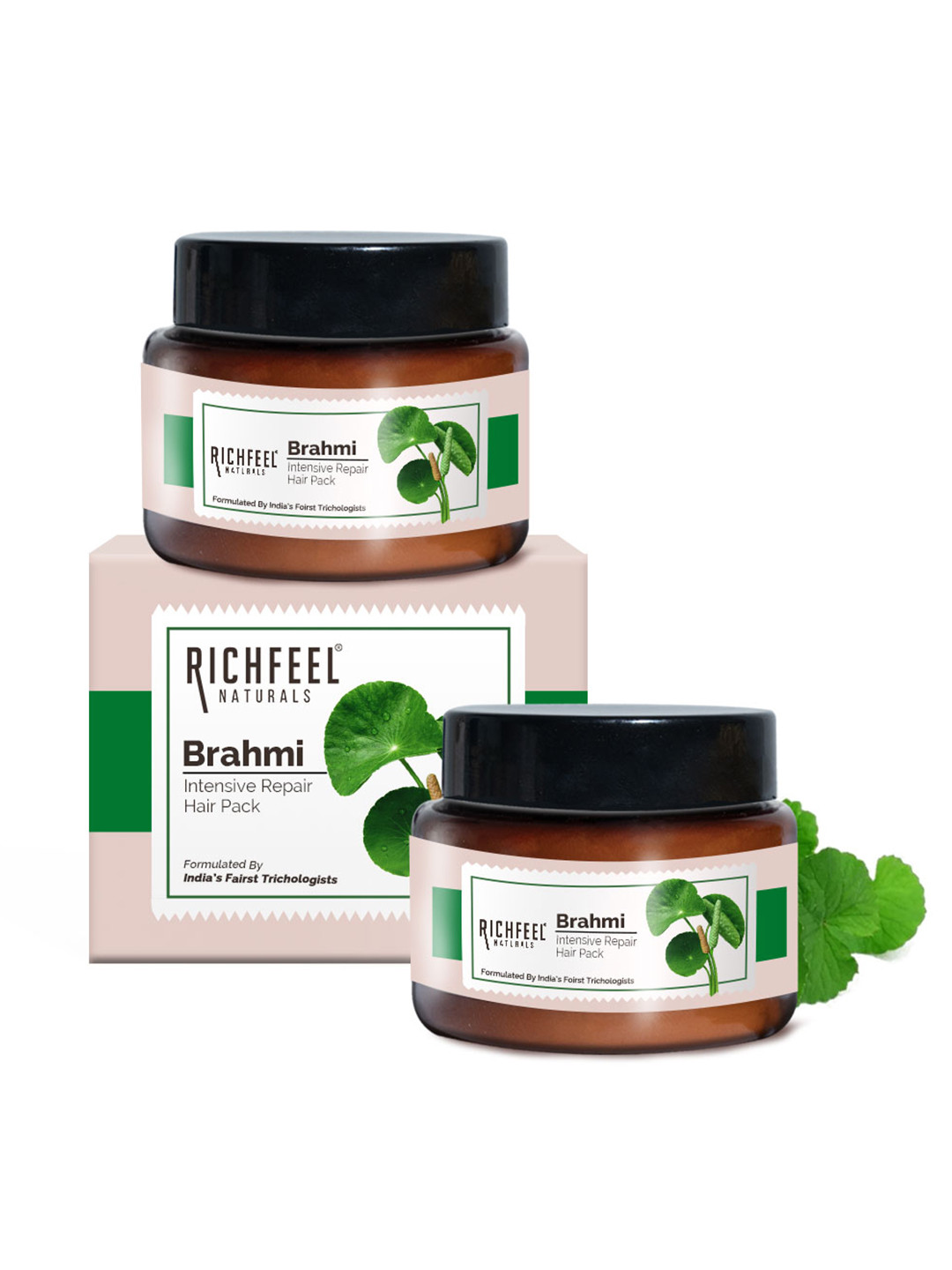 Richfeel Set Of 2 Brahmi Intensive Repair Hair Pack To Reduce Dryness & Dandruff-100g Each
