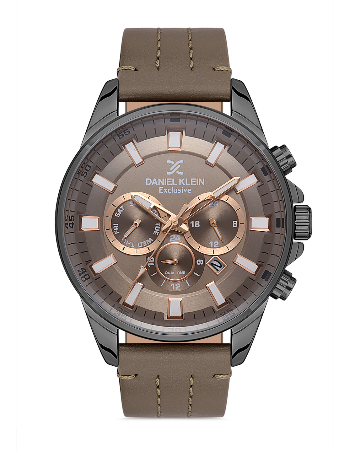 Daniel Klein Exclusive Men Olive Green Dial & Leather Strap Analogue Watch DK.1.13286-5_OR