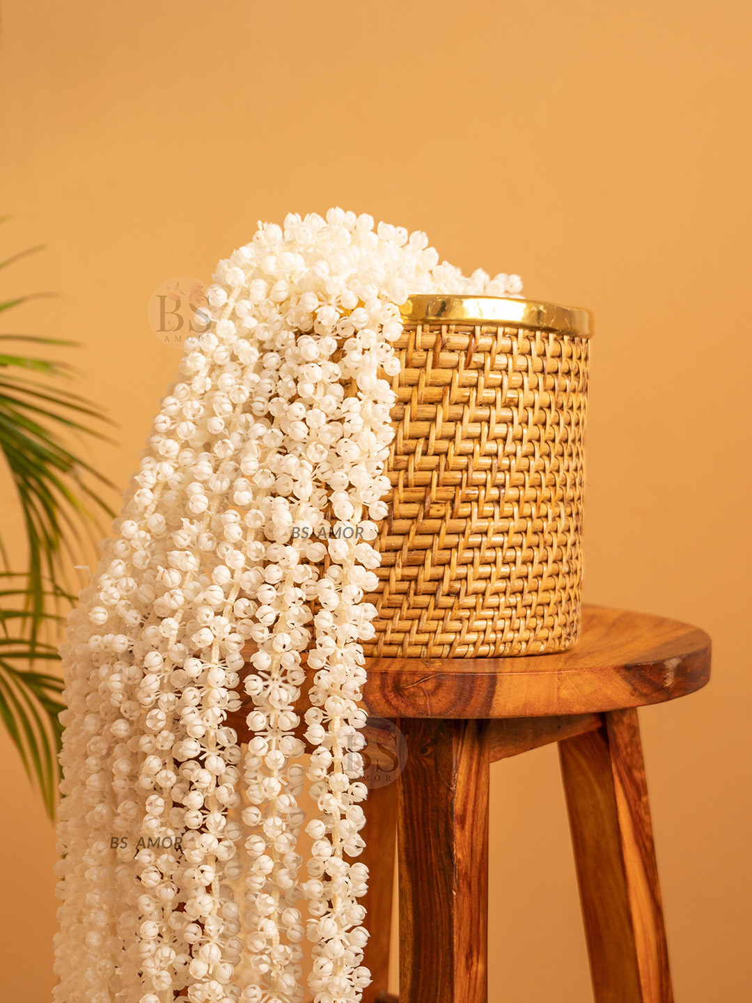 BS AMOR Set Of 6 White Mogra Artificial Garland Flowers