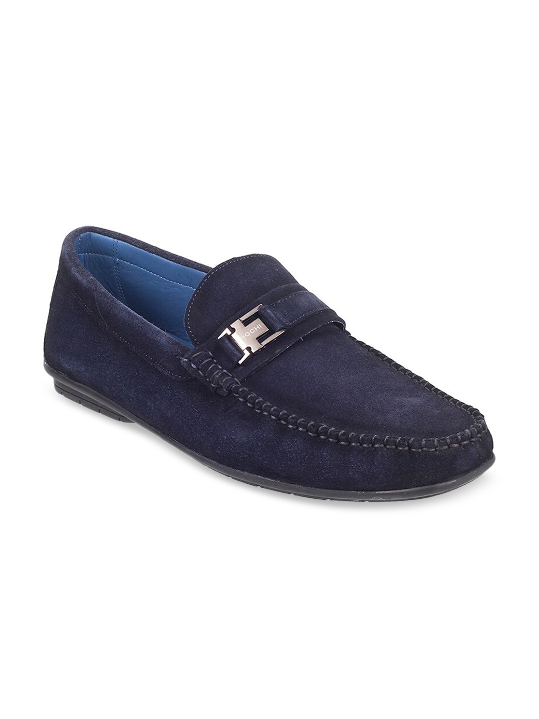 Mochi Men Blue Leather Loafers