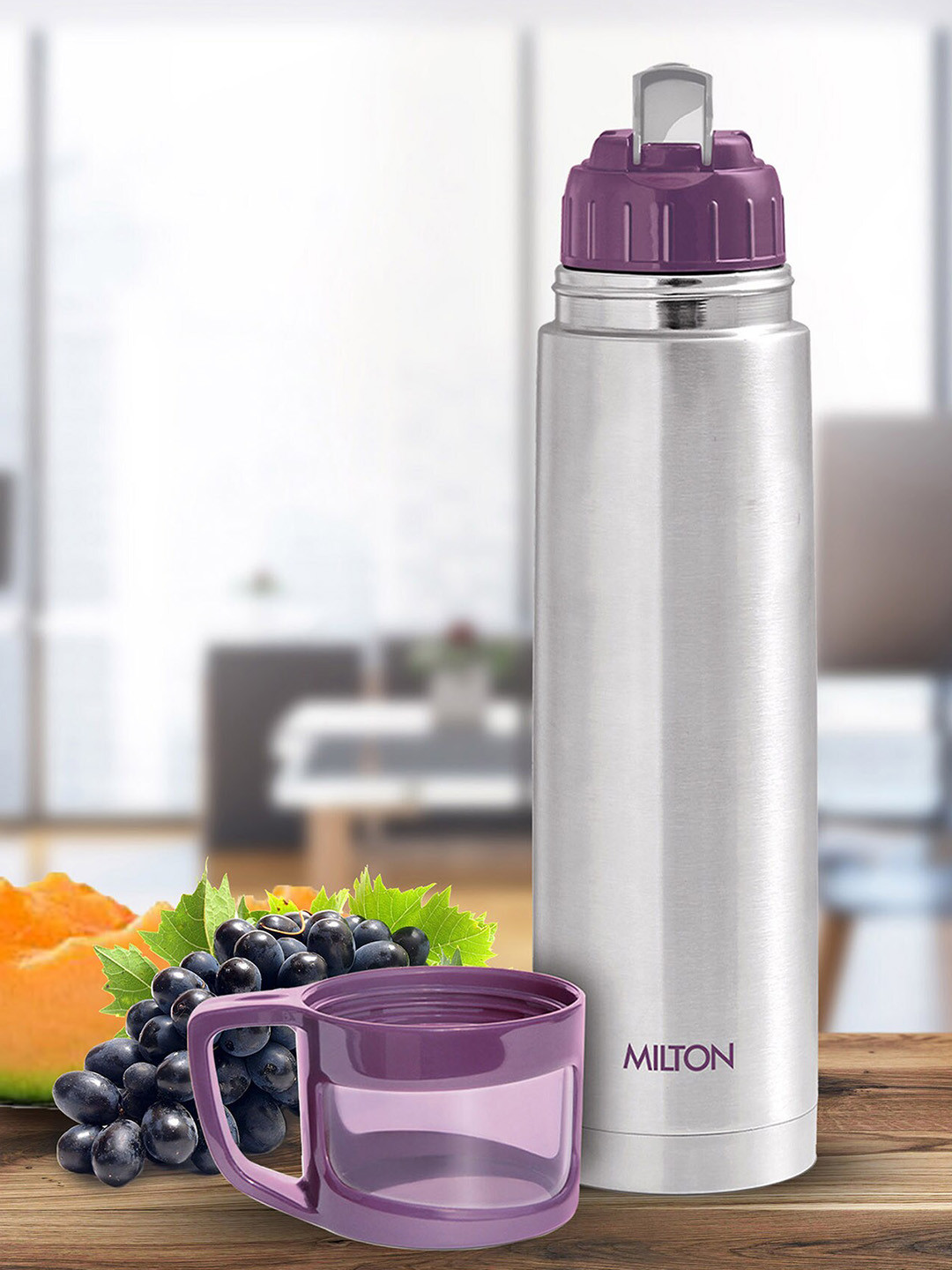 Milton Purple Solid Stainless Steel Spill Proof Flask - 750ml