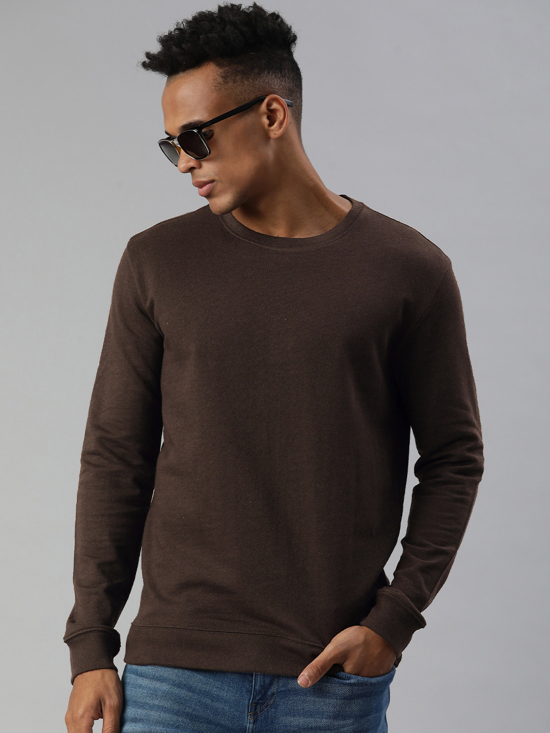 Huetrap Men Solid Cotton Sweatshirt