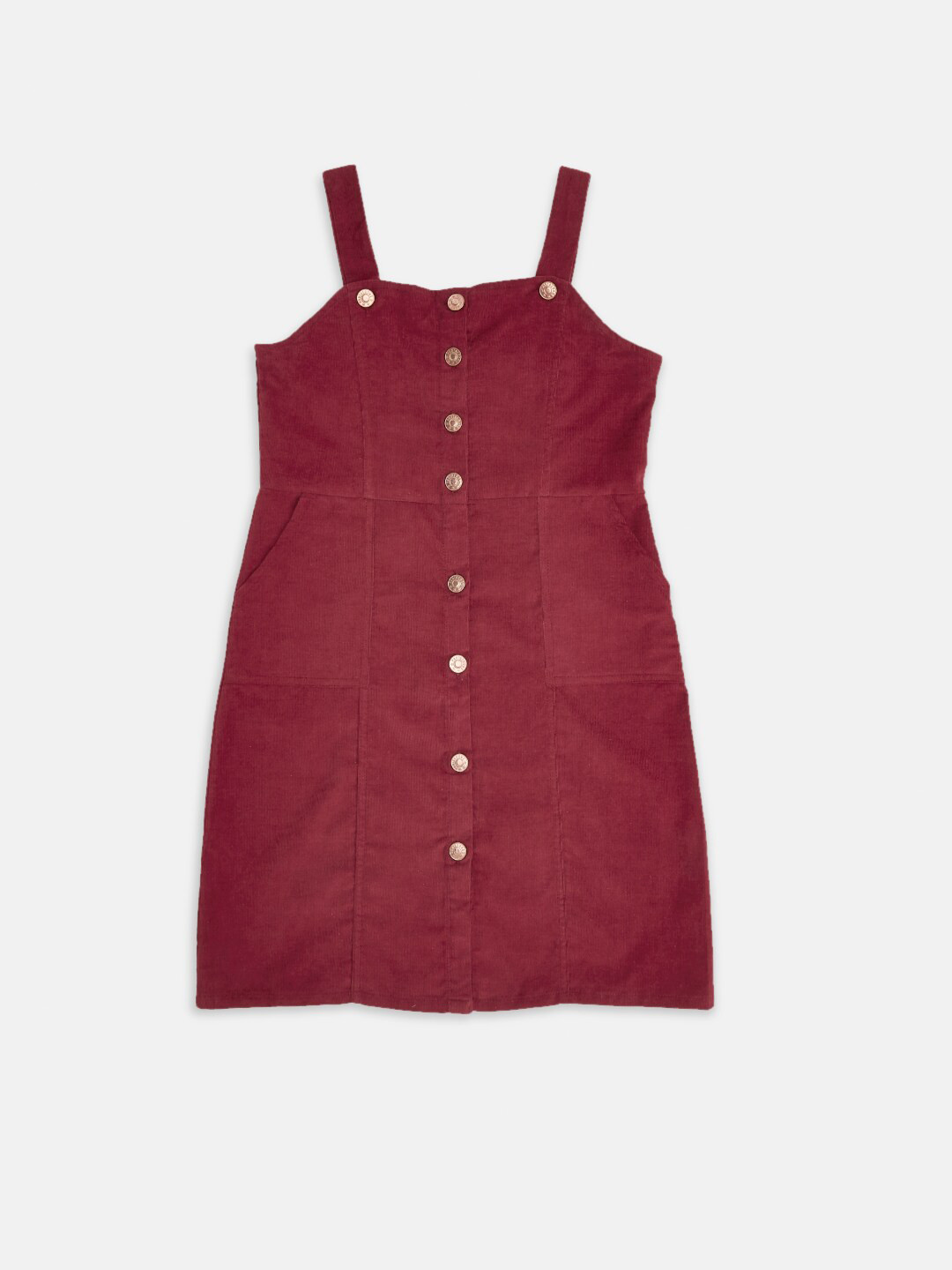 Pantaloons Junior Maroon Shoulder Strap A-Line Dress