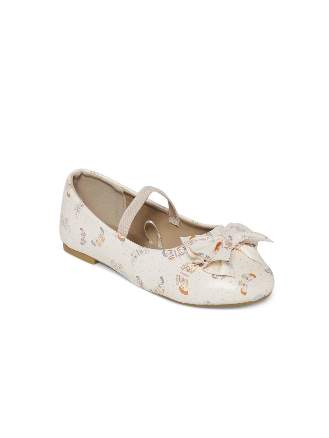 Pantaloons Junior Girls Off White Mary Jane with Laser Cuts Flats