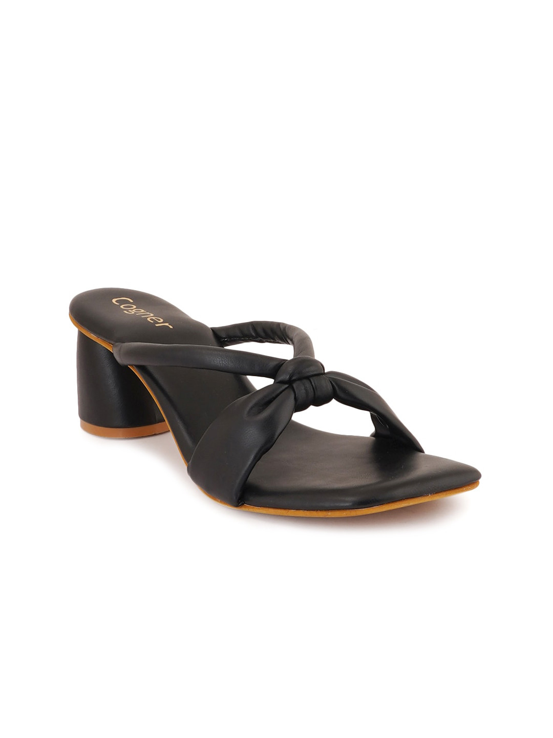 Cogner Black Block Open Toe Heels