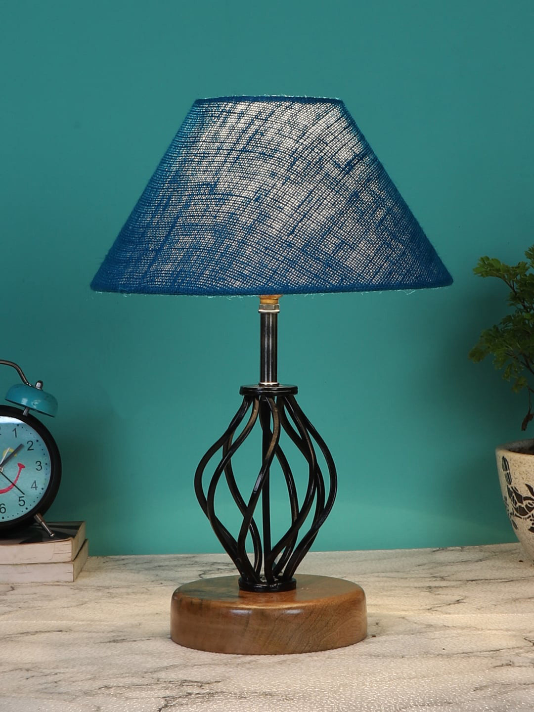 Devansh Turquoise Blue Solid Table Lamp