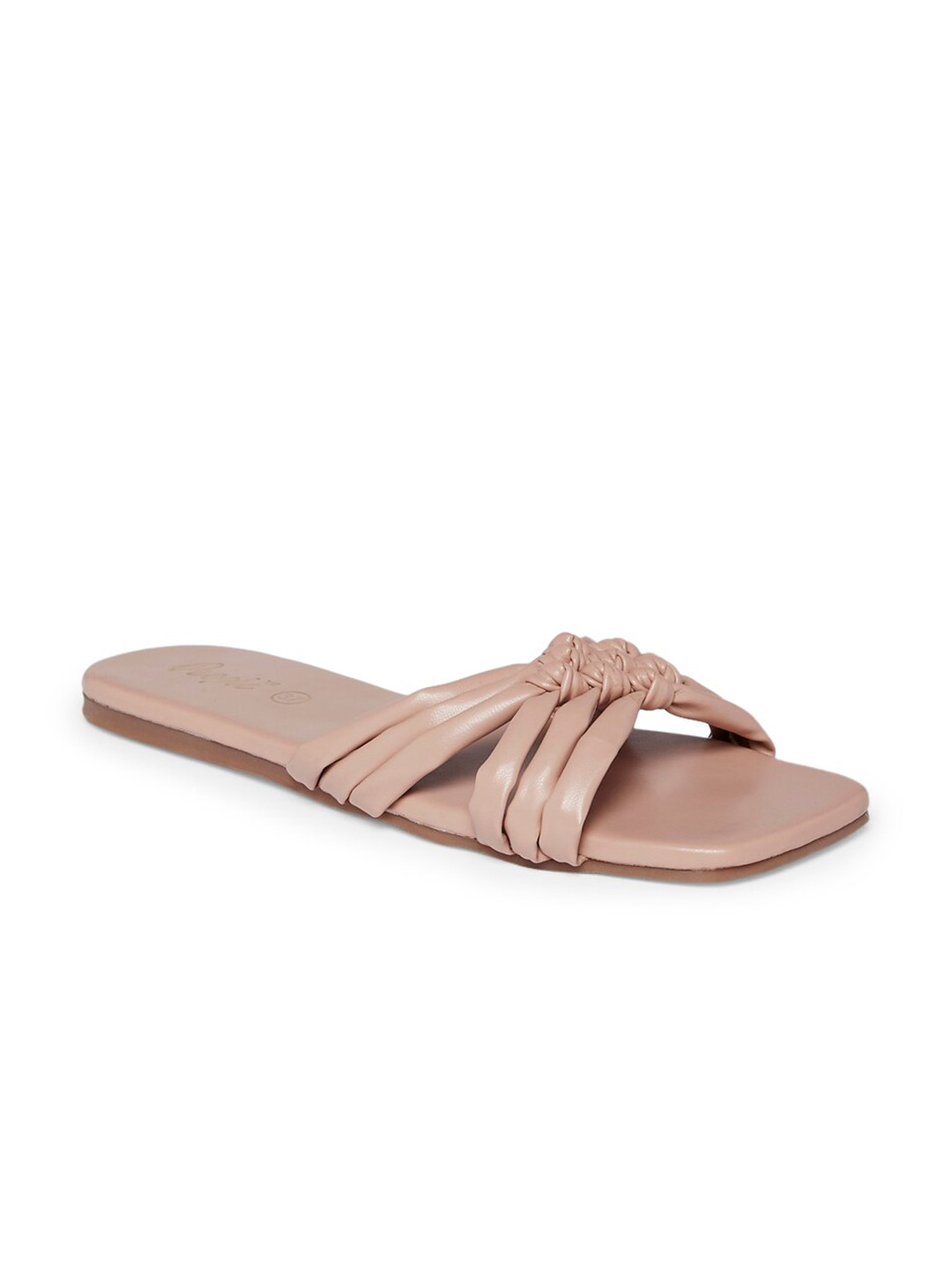 People Women Nude Coloured Open Toe Flats