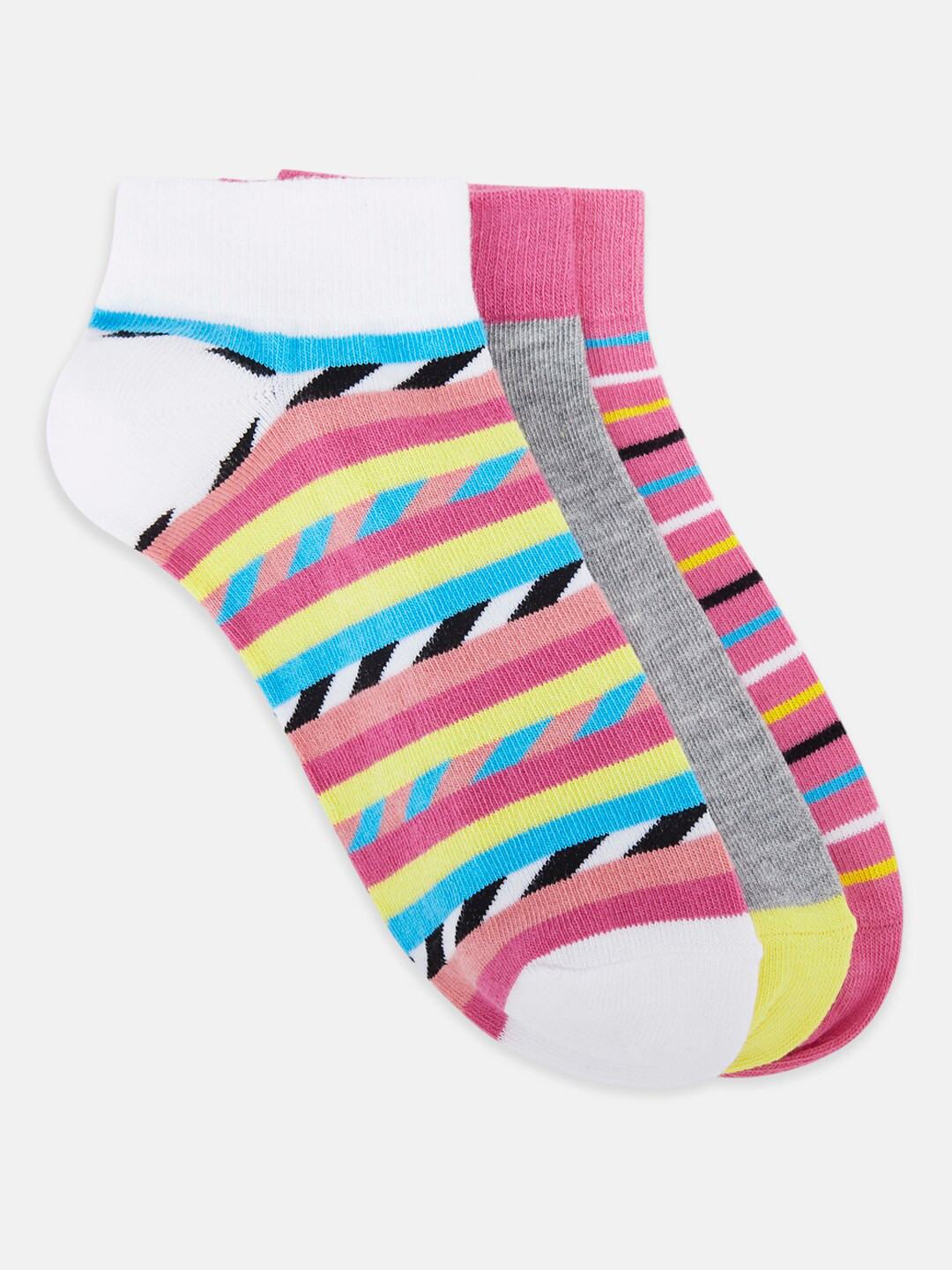 Honey by Pantaloons Women Pack Of 3 Striped Ankle-Length Socks