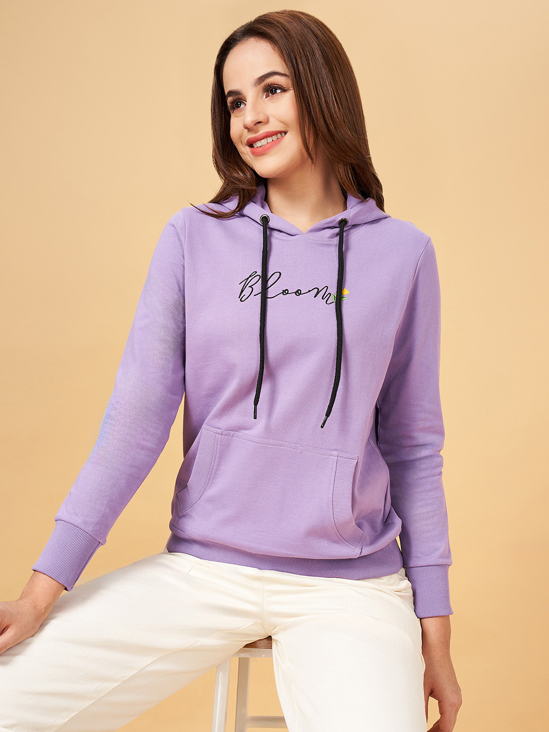 Honey by Pantaloons Women Purple Hooded Sweatshirt