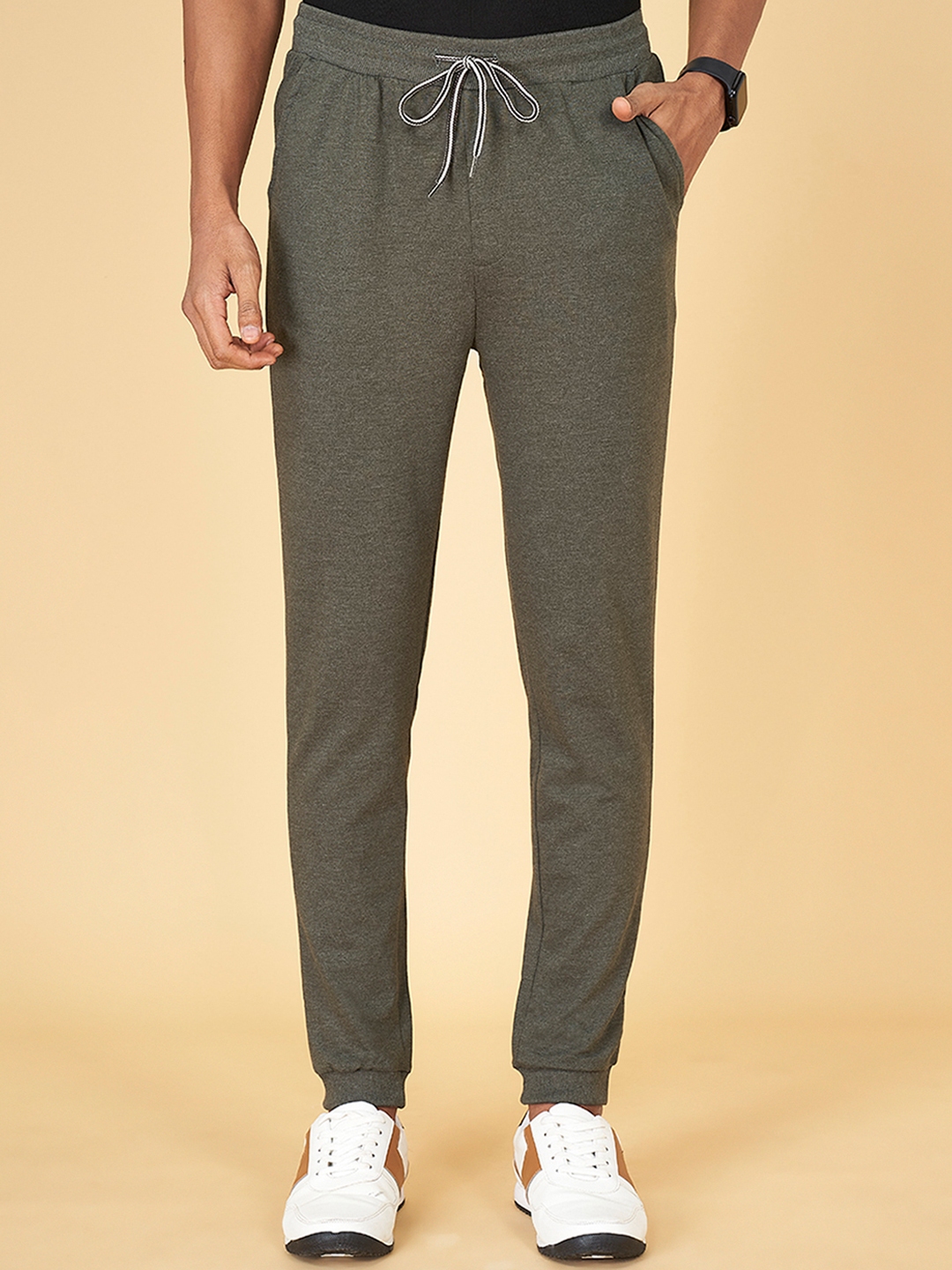 People by Pantaloons Grey Melange Regular Fit Joggers