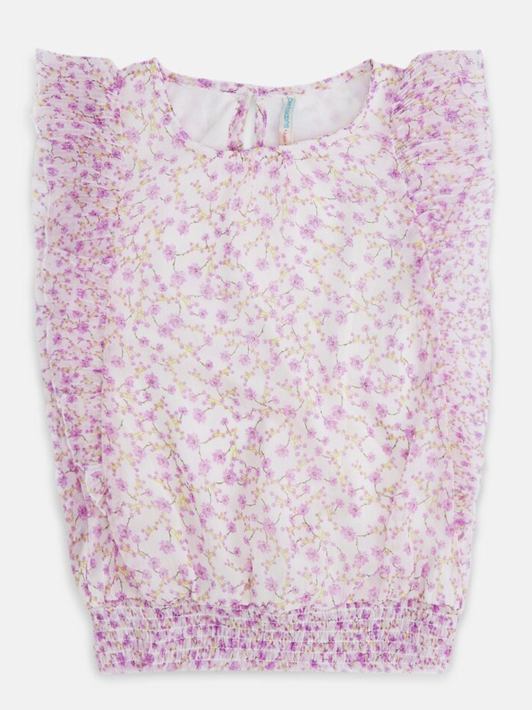 Pantaloons Junior White Floral Print Blouson Top