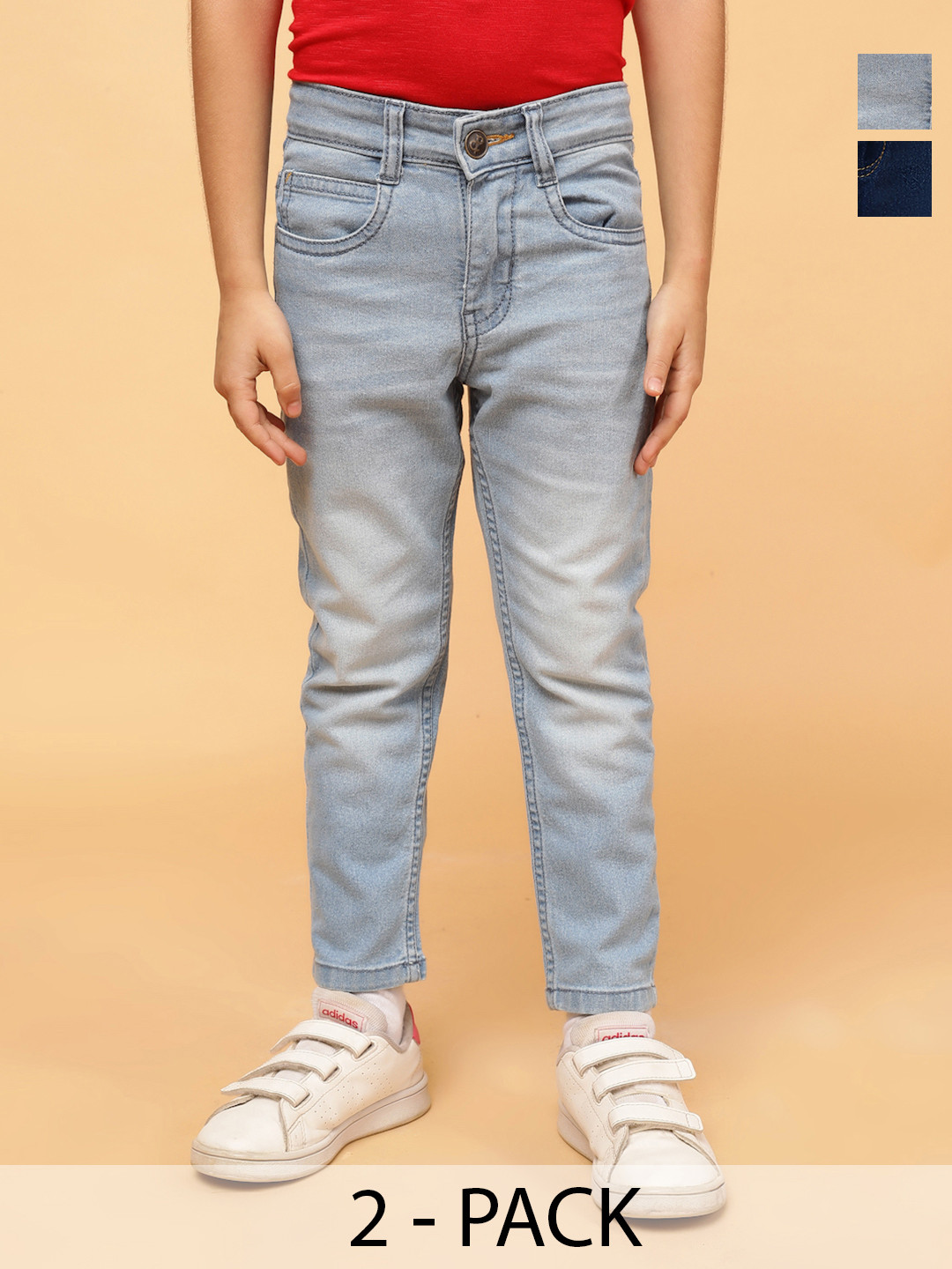 TALES & STORIES Pack Of 2 Boys Slim Fit Light Fade Stretchable Jeans