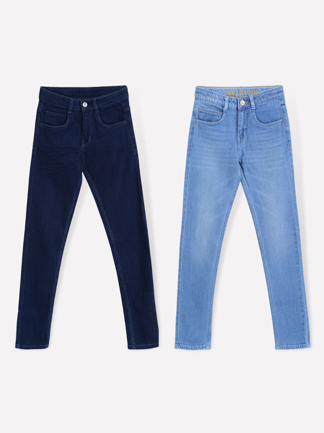 TALES & STORIES Pack Of 2 Boys Slim Fit Light Fade Stretchable Jeans