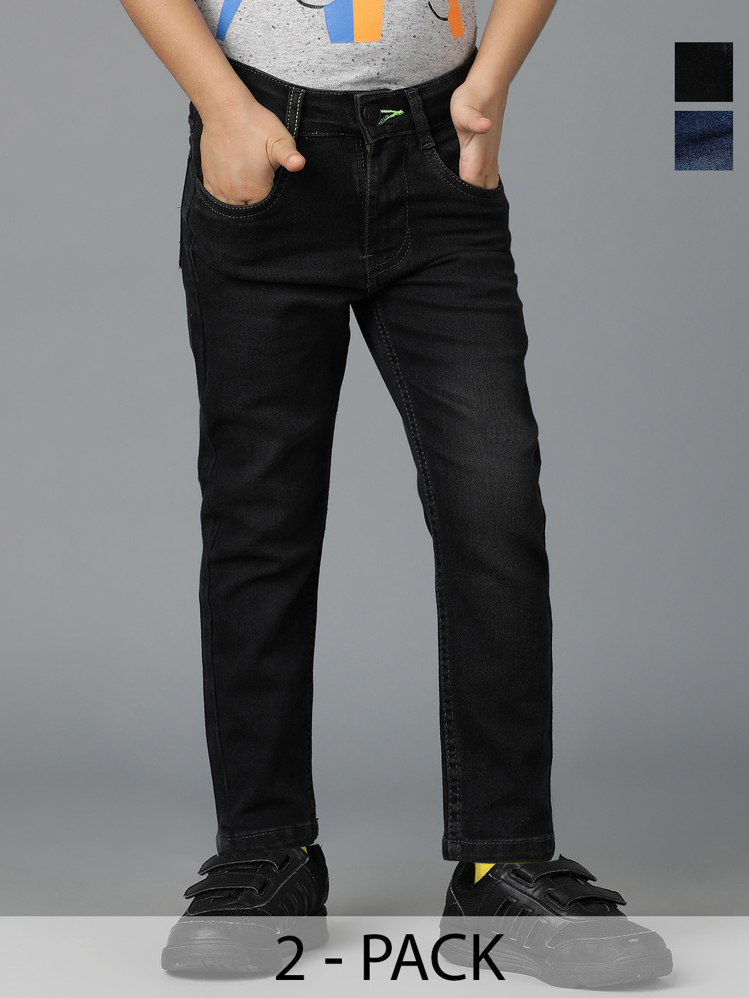 TALES & STORIES Pack Of 2 Boys Slim Fit Light Fade Stretchable Jeans